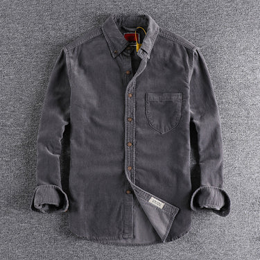 Retro Trendy Sleeve Color Matching Men's Corduroy Long Sleeve Shirt